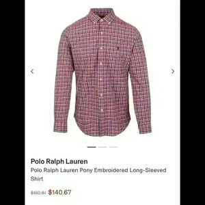 Polo Ralph Lauren Men’s XL Classic Button-Down Shirt Red Blue Plaid Pony Logo